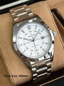 Pablo Raez 1pc Original Charming Men's Watch Gorgeous Jewelry Male Luminous Clocks Famous Brand New Summer Accessories Luxury Wristwatches For Man IPS Silver Color Jewelry Non Tarnish Stainless Steel Bracelets Chain 50M Water Resistant Simple Calendar Clock Metal Feeling Superior Men's Steel Casual Fashion Quartz Watch - Silver - View 10