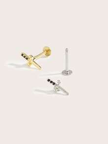 1pc Stainless Steel Diamond Sword Stud Earrings, Suitable For Women's Daily Wear - Sword - View 6