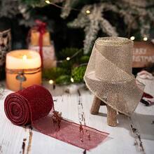 1pc 5 Meter X 6.3 Cm Mesh Tulle Roll For Christmas Decoration, Mesh Metallic Decoration Mesh Ribbon For Christmas Tree Garland Decor, Red Golden Mesh Webbing For Christmas Evening Party Decoration Supplies, DIY Gift Wrapping, Craft Packaging Supplies - Multicolor - View 11