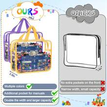 1pc Transparent Toy Storage Bag With Zipper And Label, Reusable Clear PVC Toy Organizer Pouch For Tabletop Games, Building Blocks, Puzzles, Toys, Nursery Storage - Multicolor - View 6
