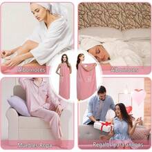 Bata de Baño Mujer Toalla Super Absorbente y Secado Rápido - Toallas de Baño Grandes para Adultos, Diseño Envolvente Hogar, Bata de Mujer en Vellón de Coral Suave No Quitapelos - Rosa - Ver 6
