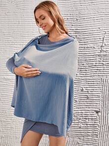 1 件符合 Oeko-Tex 标准的海军蓝褶皱哺乳上衣，透气柔软亲肤 - 寶藍色 - 查看 6