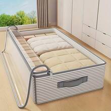 Borsa da comodino, borsa portaoggetti per armadio a cassetti, accessorio per conservare coperte, in tessuto non tessuto spesso, a chiusura lampo, pieghevole, per conservare piumoni in inverno, primavera e estate, per riporre indumenti sotto il letto, accessori autunnali, salvaspazio - nero - Visualizzare 2