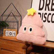 1pc Christmas Tree Shape Decorative Throw Pillow, Soft And Cute Cushions, Summer/Fall Home Decor Floor Mat, Back-To-School Gift For Family And Friends, Green And Pink