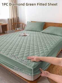 1pc Fitted Sheet, Bedding, Bed Sheet, Waterproof  Fitted Sheet, Skin-Friendly Mattress Cover, Soft And Comfortable Bedding For Bedroom, Room Decor, Halloween Decor, Christmas Decoration, 11.8 Inch Deep Pocket Cooling Breathable Quilted Fitted Sheet For All Seasons, For Single, Twin, Full, Queen And King Size, Solid Color Mattress Protective Cover, Dustproof, Comfortable And Machine Washable - 彩色 - 查看 84