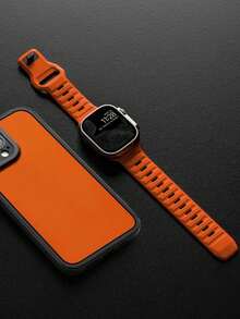 1pc Orange Apple Watch Band, Outdoor Sports Climbing Fitness Yoga Waterproof Sweat-Resistant Ultra-Thin Soft 3D Embossed Texture Silicone Band Compatible With Apple Watch Ultra 3/2/1 SE S9/8/7/6/5/4/3/2/1 Series, 38/40/41mm, 42/44/45/46/49mm, Unisex Gift - Orange - View 6
