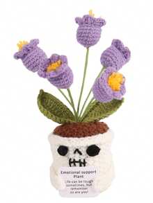 1pc Inspirational Potted Plant, Desktop Decor, Handmade Crocheted Flower, Mini Plant, Forget-Me-Not, Lily Of The Valley, Orange, Puff Flower, Sunflower, Cactus, Tulip Flower Handmade Warm Encouragement Card, Office Desk Decoration Room Decor Home Decor Ornaments Home Miniature Things