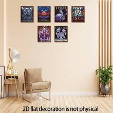 2D Flat Decoration 6pcs 8x10inch Framless Vintage Music Posters Of A Tool Band, Perfect For Decorating Living Rooms, Dorms, Game Rooms, Bedrooms, And Offices As Gifts.