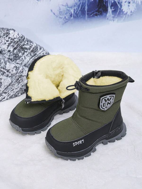 Botas de nieve para niños, zapatos de invierno cálidos, botas para exteriores a prueba de viento con forro de peluche