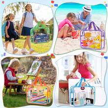 1pc Transparent Toy Storage Bag With Zipper And Label, Reusable Clear PVC Toy Organizer Pouch For Tabletop Games, Building Blocks, Puzzles, Toys, Nursery Storage - Multicolor - View 3