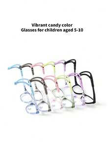 1pc 5-10 Years Old Kids' Fashion Oval Non-Prescription Glasses, TR90 Material Anti-Slip Anti-Fall Adjustable Temples, Blocking Blue Light, Suitable For Boys And Girls, Daily Wear - Curved Hook D - View 10