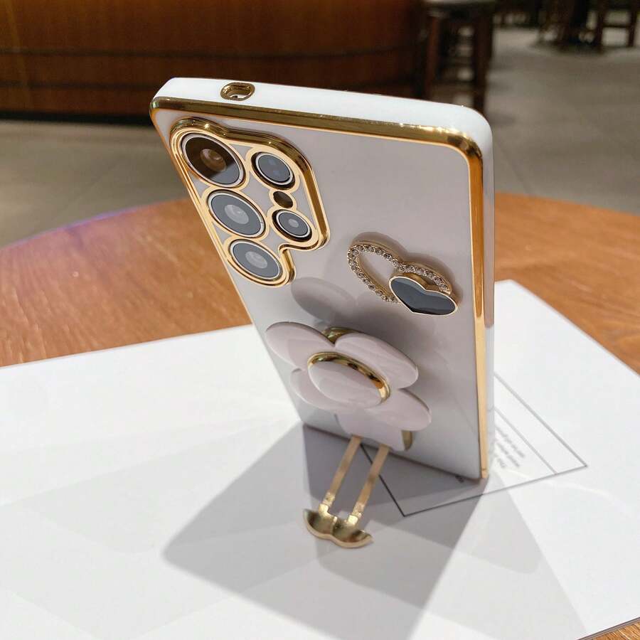 奢华电镀花卉旋转手机壳，防震奢华保护套，带防尘孔，兼容三星 Galaxy S24 Ultra/S24 Plus/S24/S23 Ultra/S23 Plus/S23/S22 Ultra/S22 Plus/S22/S21 Ultra/S21 Plus/S21 FE/S23 FE/S20 Ultra/S20 Plus/S20 FE、A5x/C1 2 3 4 5 6 7 8 9/9 8 7 6 5 4 3 2 1、A1 2 3 4 5 6 7 8 9 9 8 7 6 5 4 3 2 1，春季周年纪念礼物 - 白色 - 查看 1