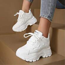 Women's Increased Height Retro Chunky Sneakers, Spring/Autumn 2025 New Fashion Sneakers, Versatile Platform High Heels, Suitable For Petite Women - White - View 7