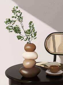 1件树脂雕塑叠鹿花瓶，几何石花瓶，时尚优雅设计，桌面摆件，适合作为家居和办公礼物，生日、毕业、圣诞节礼物，家居装饰，房间装饰，玻璃花瓶