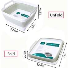 Dish Basin Collapsible With Drain Plug Carry Handles For 9 L Capacity, Collapsible Sink Tub, Dish Wash Basin, Portable Dish Tub, Foldable Dishpan For Camping Dish Washing Tub And RV Sink - 淺綠色 - 查看 4