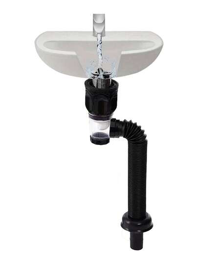 1-1/4英寸和1-1/2英寸柔性可扩展塑料P型存水弯水槽排水套件，易于安装，防臭，浴室固定装置