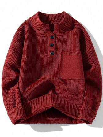 2025 New Autumn And Winter Sweater Semi-Turtleneck Button Sweater Knitted Sweater Men's Versatile Sweater Jacket