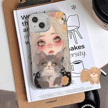 かわいい女の子の絵柄が可愛いシルバーのスマホケースは17/16/15/14/12 Pro 16 Plus、サムスンS 22/S 23/S 24/S 25 Ultra/S 25のスマホ保護カバー、男女適用、簡単転倒防止 - 銀 - チェックする 4