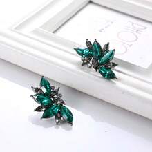 Fashionable Minimalist Colorful Diamond Series Geometric Glass Rhinestone Sparkling Fully Paved Drop Earrings