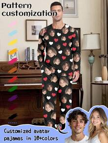 Customized Men's Pajama Set With Portraits, Family Members, Pets, Cartoons, Holiday Themes - Unique And Fun Gift