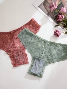 Quần lót bikini ren hoa nhiều màu cạp trễ cho nữ 7 chiếc/gói - Nhiều màu - Xem 6