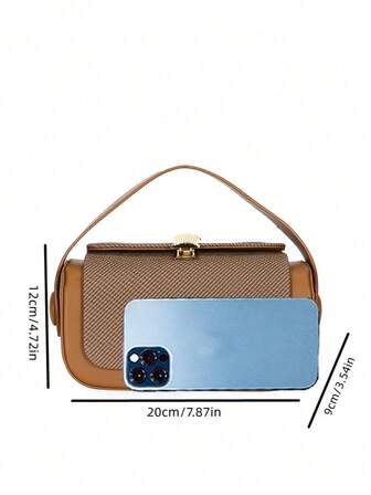 女士时尚单肩包，休闲百搭小方形手提包，适合外出、旅行、购物