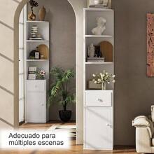 Librero, Esquinero de Madera, Librero Organizador con Cajones y Mueble Multifuncional, Librero Esquinero, Mueble Organizador Fcil de Instalar, Librero Minimalista para Sala, Estudio Blanco - Blanco - Ver 6