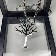 1pc New Hip-Hop Style High Quality Stainless Steel Tree Of Life Pendant Necklace For Men And Women - Silver - View 2