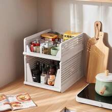 Phyllia 4 件装衣柜收纳整理箱，可堆叠塑料折叠抽屉篮，适用于厨房橱柜、食品储藏室、办公室、卧室、浴室，白色。可收纳衣柜内各种物品，也可将轻便物品存放于多个位置。可堆叠塑料收纳篮，可折叠衣柜整理箱，4 件装抽屉架收纳盒，适用于衣柜、厨房、浴室、办公室、宿舍，白色。