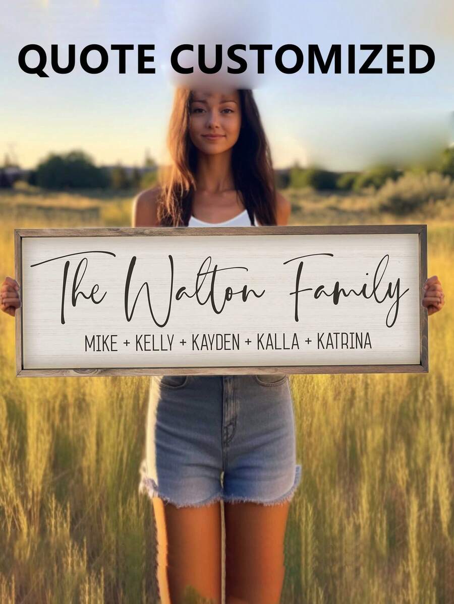 1pc Personalized Surname Signs - Custom Unframed Canvas Signs With Surnames And Family Members' Names - Perfect Wedding Or Housewarming Favors - Multicolor - View 1