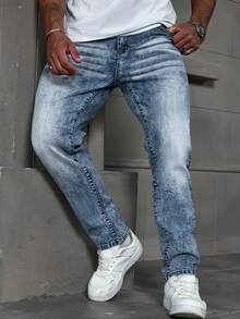男士时尚创意弹力牛仔裤，经典时尚街头潮流弹力修身弹力男士紧身牛仔裤