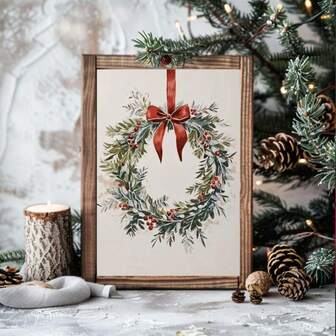 1 st vintage julkrans väggkonst bild minimalistiska jultryck kanvasmålningar julkransposters högtid festlig säsong dekor för vardagsrum, sovrum eller bondgård rumsdekor present till henne oramad eller inramad halloweendekor juldekoration thanksgiving bröllop födelsedagsdekorationer för presenter festtillbehör inomhus utomhus trädgård helgdag halloween julgranspresentdekor thanksgiving bröllop födelsedagsdekorationer för presenter festtillbehör halloweendekor halloweenprydnader