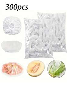 90-100pcs/190-200pcs Transparent Plastic Cover PE Thin Film Plastic Bags For Bowl Cover Leftover Food Cap, Kitchen Essentials To Keep Your Food Fresh And