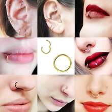 1 pièce Anneau de nez Septum 1,0 mm 1,2 mm Anneau pour Narine Septum Cartilage Hélix Daith Tragus Rook Conque Lèvre Lobe d'oreille Piercings Acier inoxydable chirurgical 316L Boucles d'oreilles charnières sans soudure, Diamètre 5 mm-16 mm