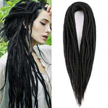 24inch Double Ended Dreadlock Extensions 10strands Straight Braids Thin 0.6cm Synthetic Handmade Reggae Crochet Hair Hip-Hop Soft Locs Dread Extensions - Multicolor - View 26