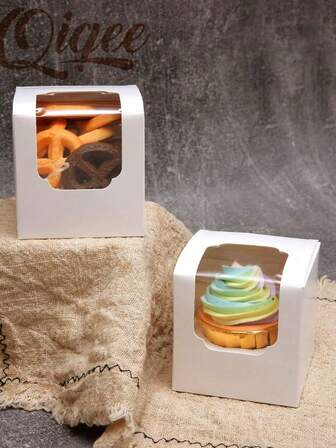 10 st/20 st/30 st fönsterbrödlåda, enskild muffinspappersask med muffinsmotiv, bakverksask lämplig för kakor, macarons, mini-snacks, lämplig för högtider, fester, muffinslåda födelsedagspresentförpackning pappersask