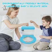 Large Toddler Potty Training Toilet Seat - Potties With Realistic Flush Sounds, Flip-Up Seat, Storage Bin, Toilet Paper Holder, And Removable Training Seat  Removable Pot, Toddler Potty Seat With Storage Tank And Toilet Paper Holder For Kids 1-3 Years Old, Blue/Pink/Grey - 藍色 - 查看 7