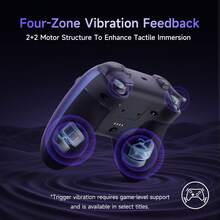 EasySMX X05 Pro 无线游戏手柄，PC 控制器，静音按键/双段式扳机/八向方向键/柔软橡胶握把/霍尔效应摇杆/RGB 灯光/可编程按键/1000mAh 大容量电池/多模式连接开关。兼容 PC/Switch/手机/Steam/电视，双震动马达，脉冲扳机。 - 紫色 - 查看 5