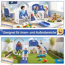 LILIIN 9-In-1 Children's Slide For Toddlers From 1 Year, Indoor And Outdoor, Freestanding Slide Made Of HDPE & PP, With Swing, Climbing Ladder, Tunnel, Storage Space, Basketball Hoop And Play Telescope, Up To 50 Kg - Blue and White - View 7