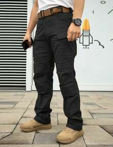 Mens Waterproof Cargo Pants Elastic Multiple Pocket Military Male Trousers Outdoor Joggers Pant Plus Size Tactical Pants Men - 黑色 - 查看 1