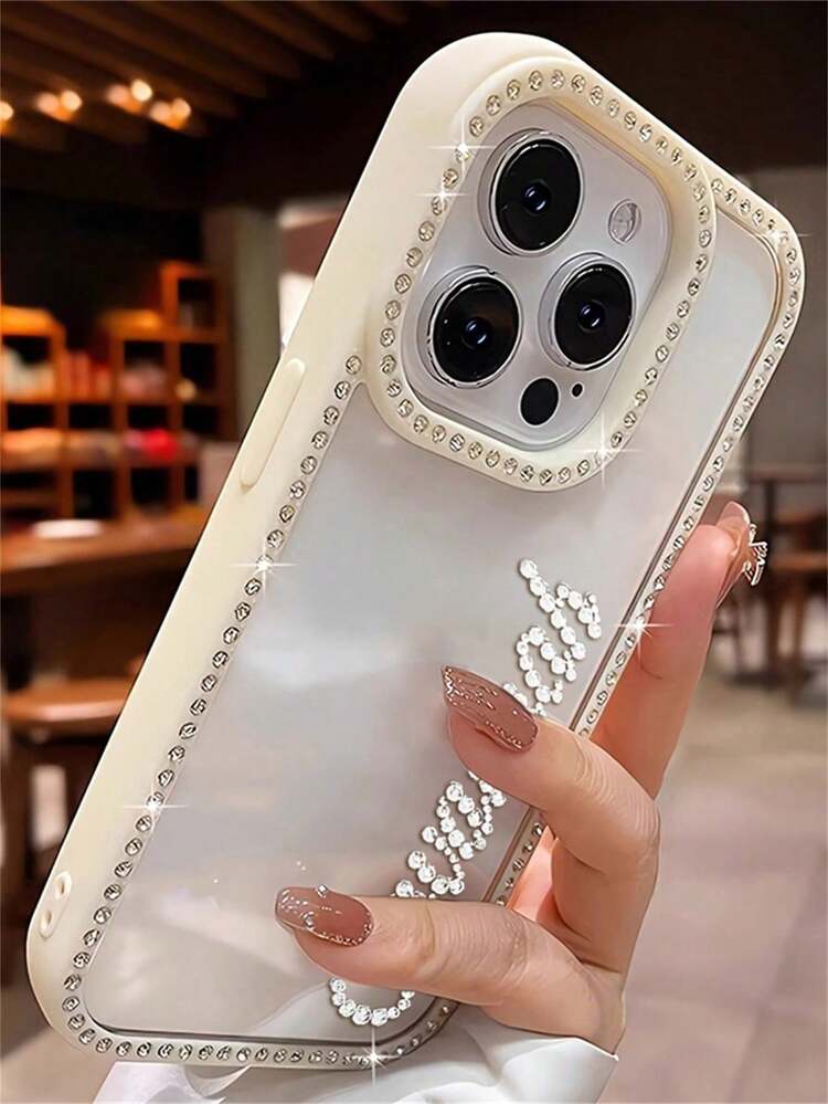ピンクのキラキララインストーングリッターパーソナライズされた名前文字ラインストーンパターンカスタマイズされた透明iPhone 17 16 15 14 13 Pro Max対応耐衝撃保護カバー、シーズンピック、トラベルオーガナイザー春の誕生日プレゼント - マルチカラー - 見る 56