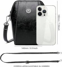 Bolso Crossbody Mujer - Pequeños Bandolera Bolsa para Teléfonoóvil, Monedero Suave PU Cuero Impermeable con Cremallera de 2 Capas Cartera Hombro y Bolso de Mano - Marrón - Ver 5