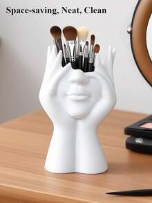 Rangement pour forme de tête de femme, décoration bohème et vase en forme de visage féminin pour étagère, support simple pour pinceaux de maquillage à la maison