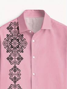 Camisa casual de manga larga para hombre, estampado único - Multicolor - Ver 4