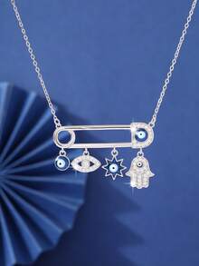 1pc New Luxury Retro Devil's Eye Necklace, Suitable As Holiday Gift