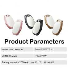 sweetfull 2pcs Cute Bear Reusable Hand Warmers Rechargeable 2000mAh*2 Fast Heating 3 Temperatures Adjustment Portable Pocket Warmer For Men & Women For Winter Essentials Halloween Christmas Gifts