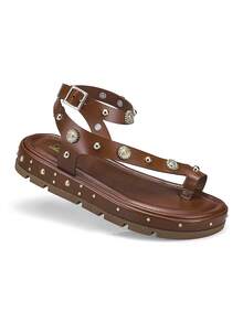 Loris Shoes Oficial Comfortable Flat Sandal With Spike Buckle 053-032 - 駝色 - 查看 12