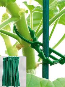 200 可调节花园植物扎带，灵活多用，绿色，适用于花园植物，坚固耐用，花园塑料扎带，用于支撑树木和灌木