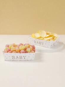 6个一次性纸盘，零食托盘，婴儿派对装饰，一次性食品容器，饼干烘焙托盘，爆米花盒，婴儿派对餐具，婴儿派对装饰，一周岁生日派对用品，性别揭晓派对装饰 - 嬰兒 - 查看 7