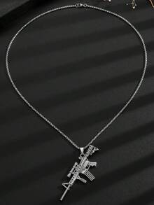 1 件男士时尚朋克军用迷彩枪吊坠项链、珠宝配饰、独特礼物 - 彩色 - 查看 7